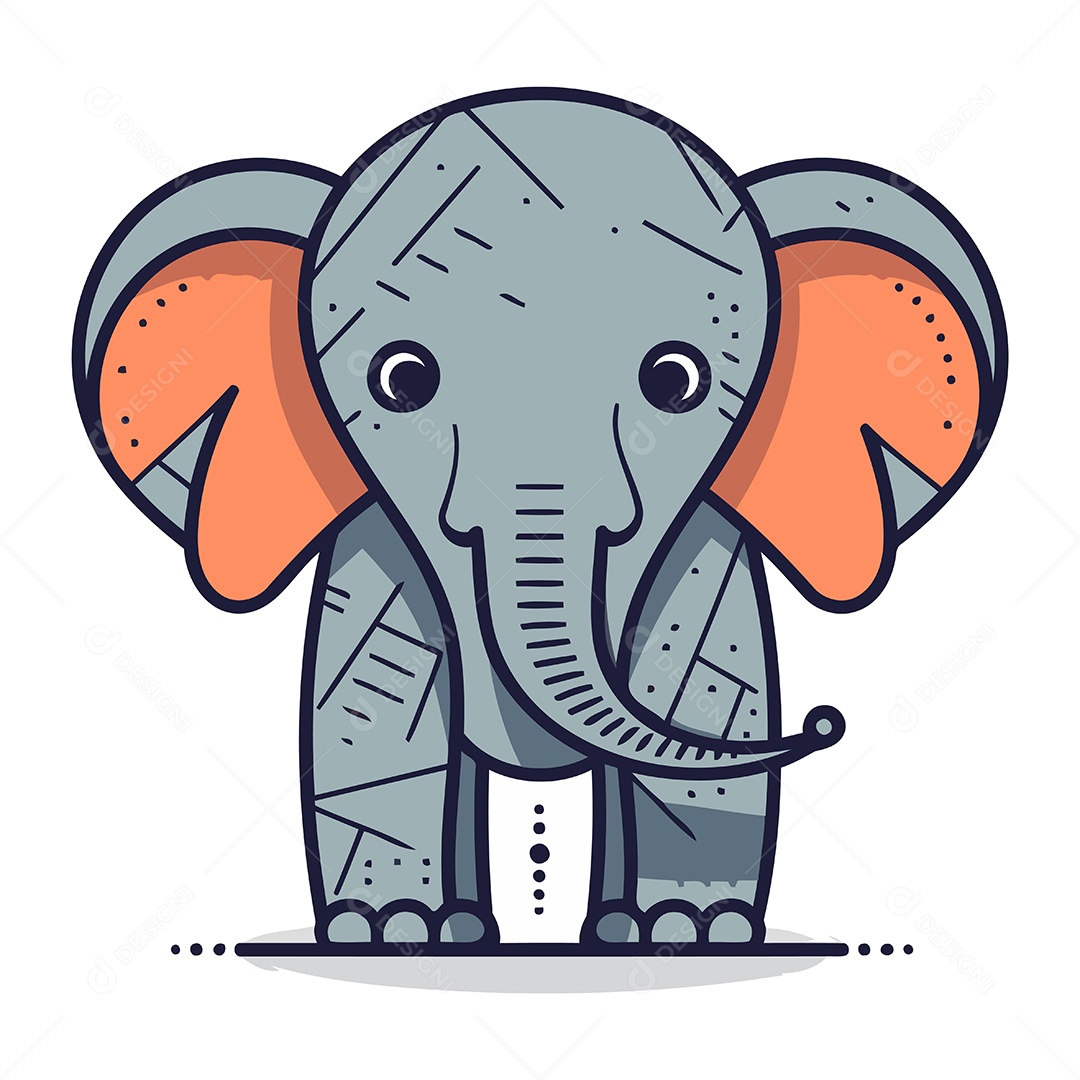 Elefante de Desenho Animado Ilustração Vetor EPS