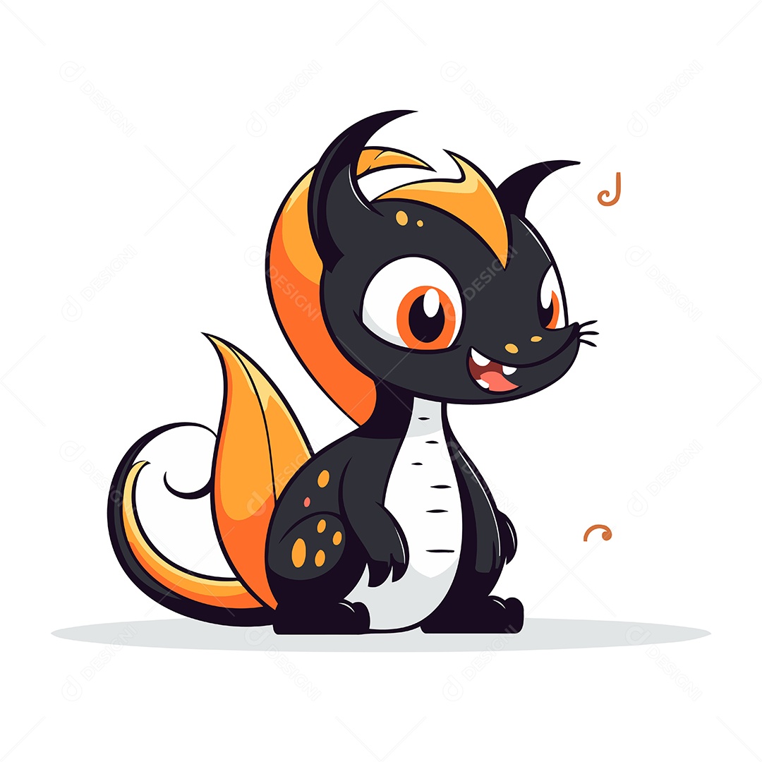 Filhote de Dragão Desenho Animado Ilustração Vetor EPS