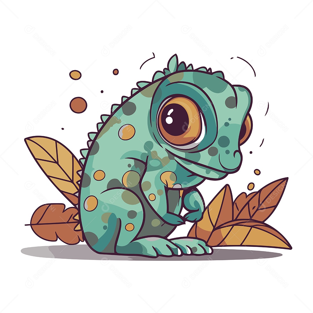Camaleão de Desenho Animado Ilustração Vetor EPS