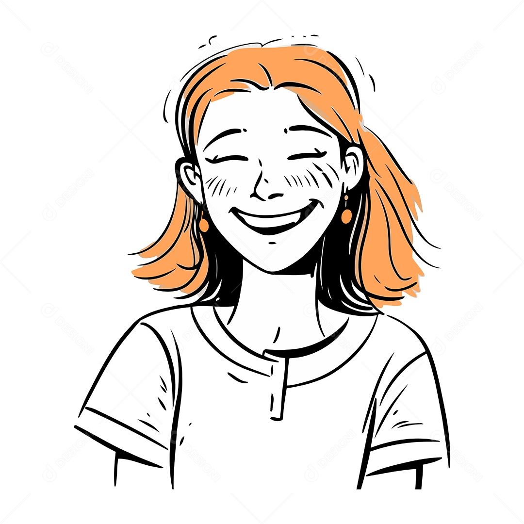 Jovem Sorridente de Desenho Animado Ilustração Vetor EPS