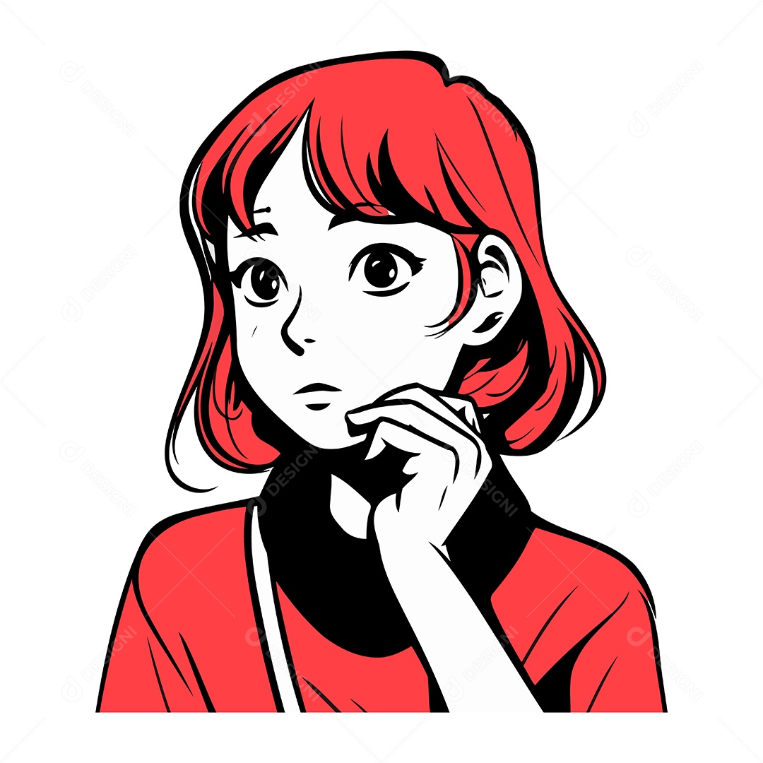 Mulher Ruiva de Desenho Animado Ilustração Vetor EPS