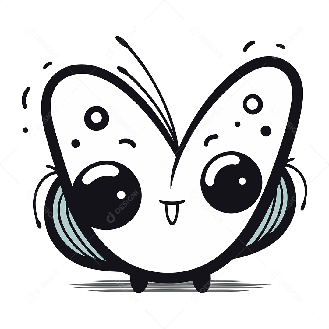 Borboleta Fofa de Desenho Animado Ilustração Vetor EPS