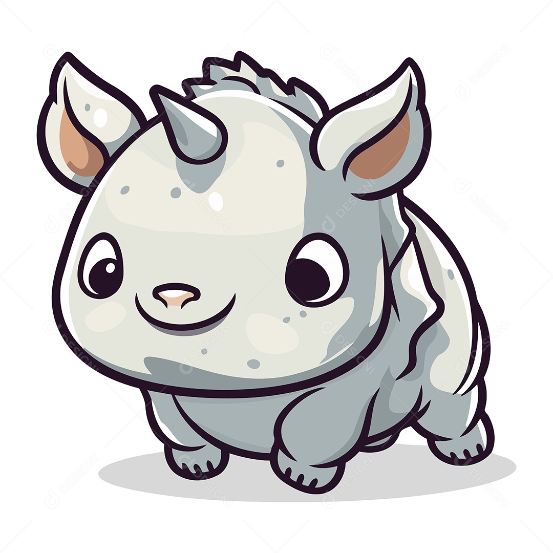 Rinoceronte de Desenho Animado Ilustração Vetor EPS