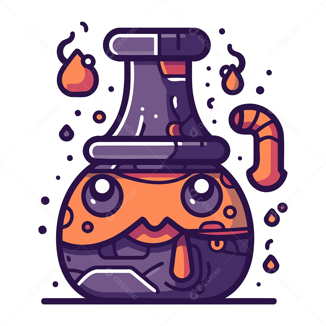 Garrafa de Veneno Fofa Desenho Animado Ilustração Vetor EPS