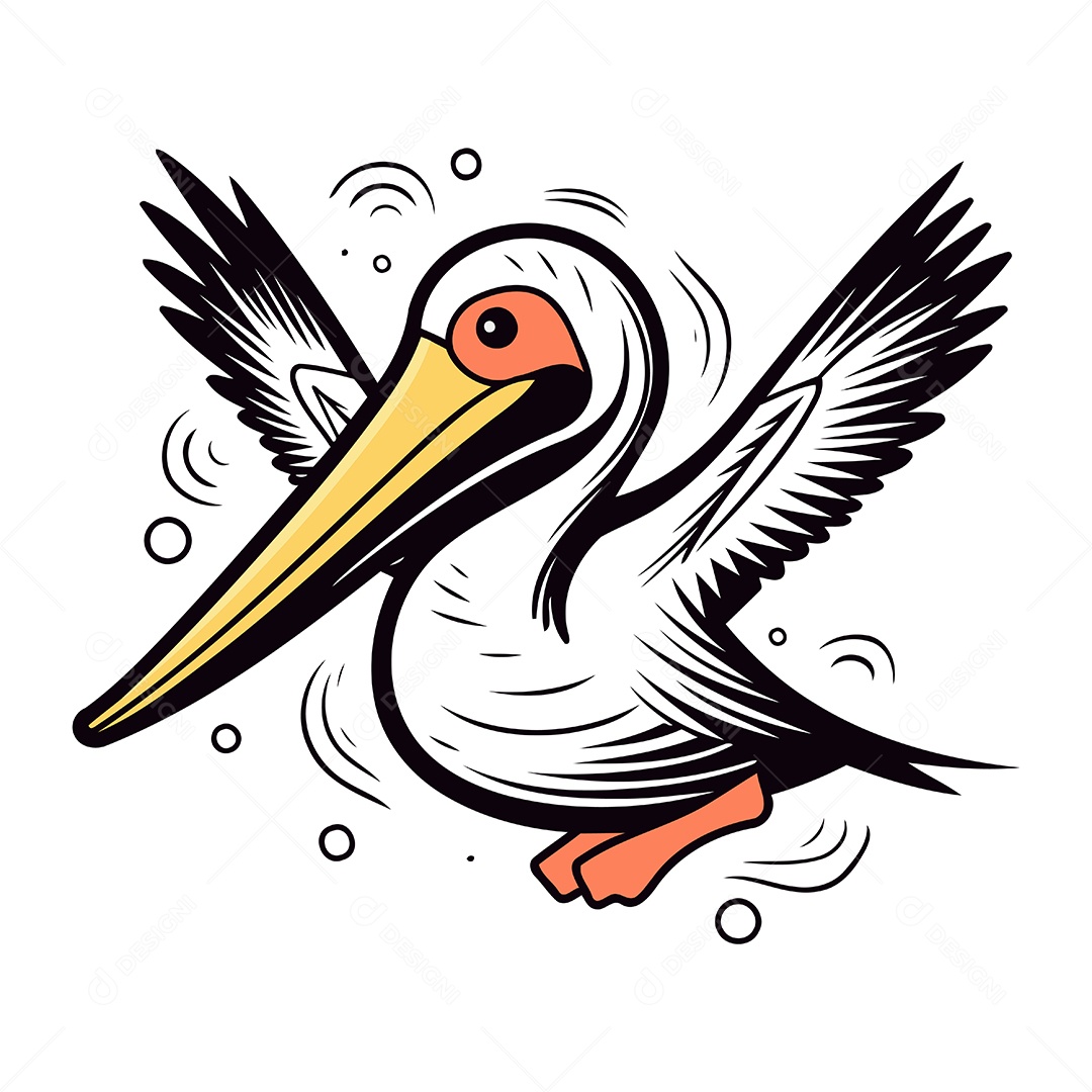 Pelicano de Desenho Animado Ilustração Vetor EPS