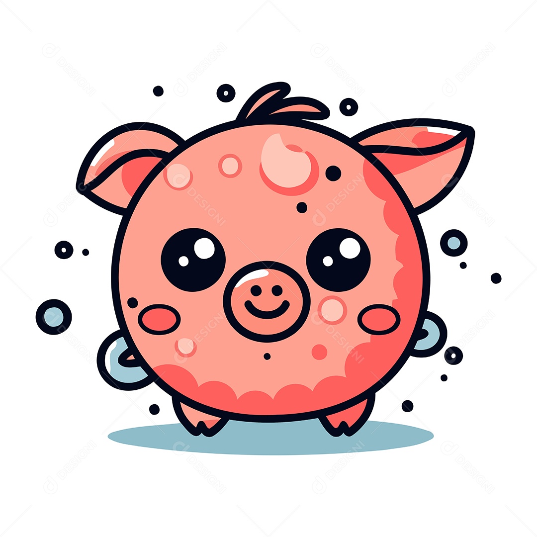 Porquinho Fofo de Desenho Animado Ilustração Vetor EPS