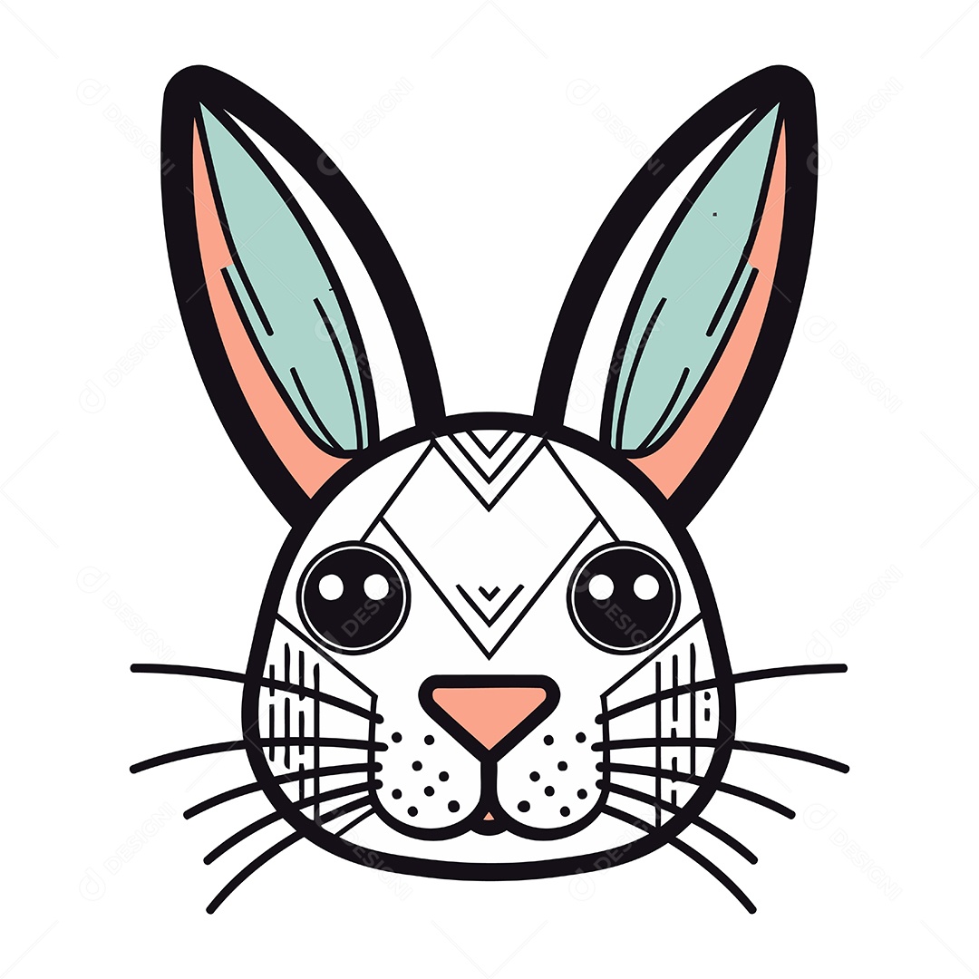 Cabeça de Coelho Desenho Animado Ilustração Vetor EPS