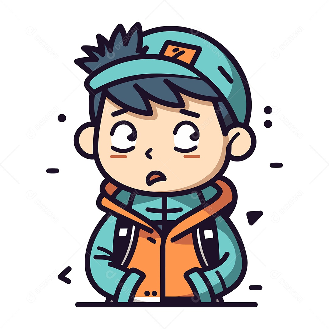 Menino Bonitinho de Desenho Animado Ilustração Vetor EPS