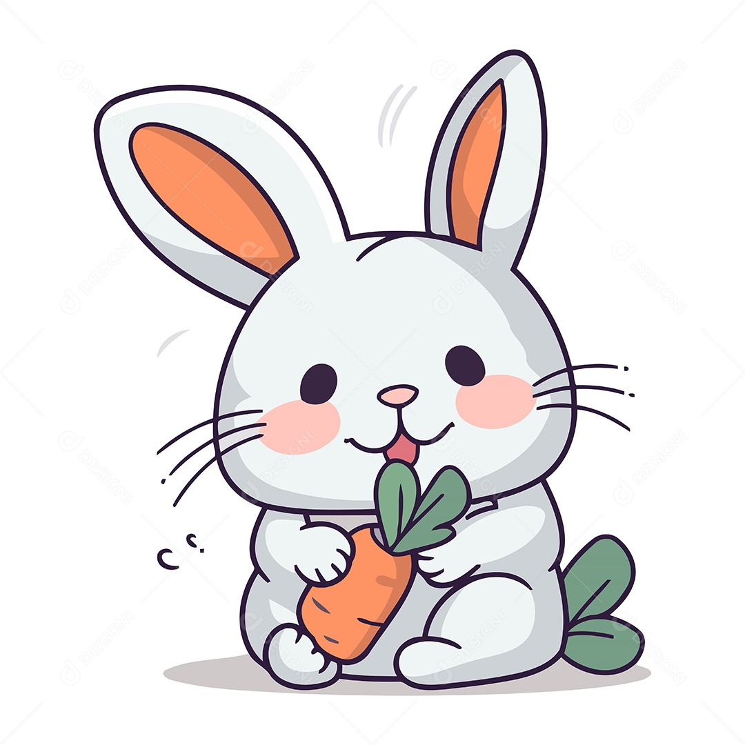 Coelho Fofo com Cenoura Ilustração Vetor EPS