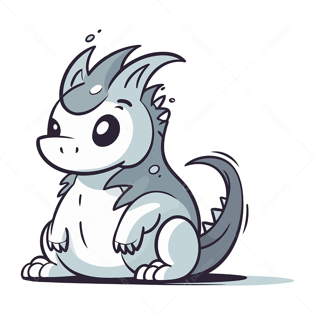 Dragão Fofo de Desenho Animado Ilustração Vetor EPS