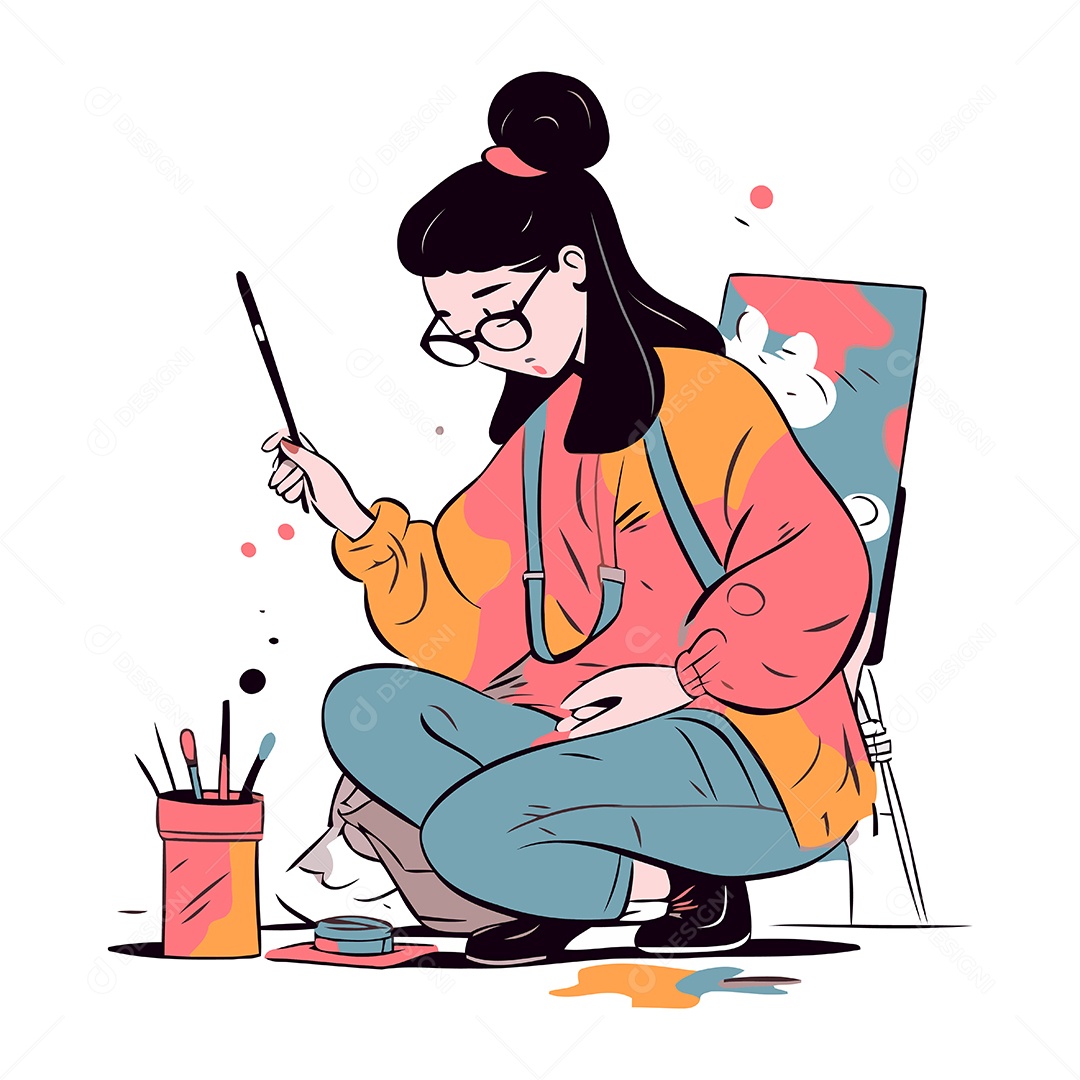 Artista de Desenho Animado Ilustração Vetor EPS