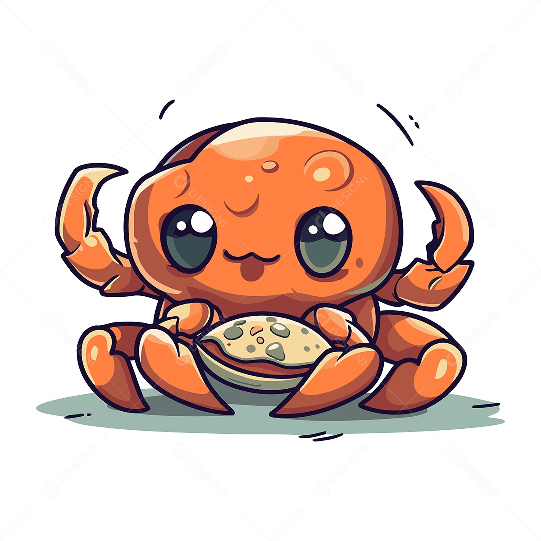 Caranguejo Fofo de Desenho Animado Ilustração Vetor EPS