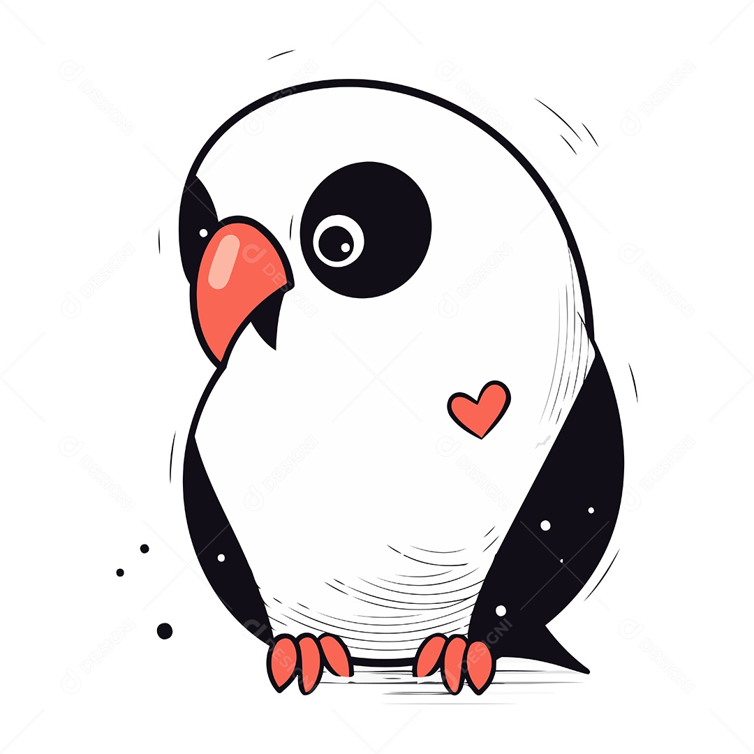 Filhote de Pinguim Desenho Animado Ilustração Vetor EPS