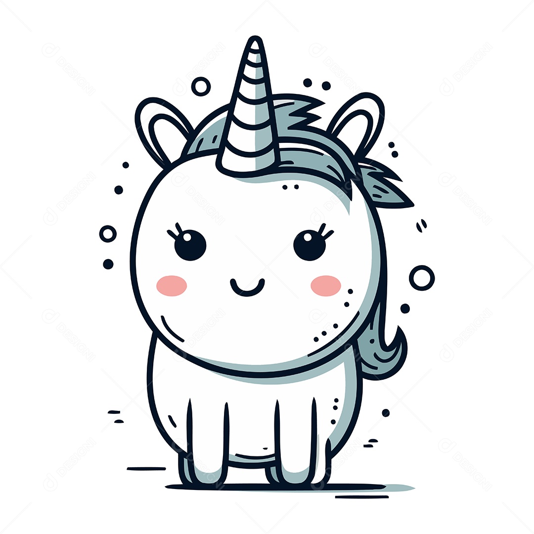 Unicórnio de Desenho Animado Ilustração Vetor EPS