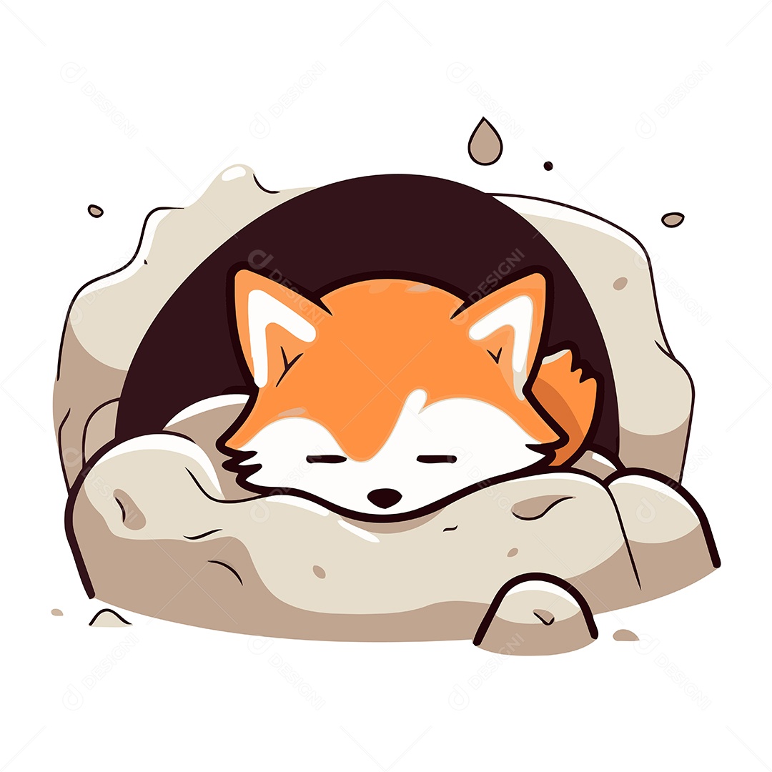 Raposa Fofa Dormindo em um Buraco Ilustração Vetor EPS