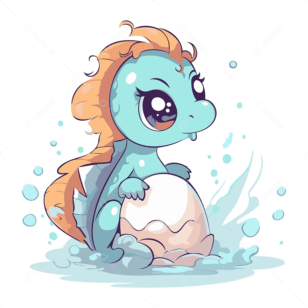 Cavalo Marinho com um Grande Ovo Ilustração Vetor EPS