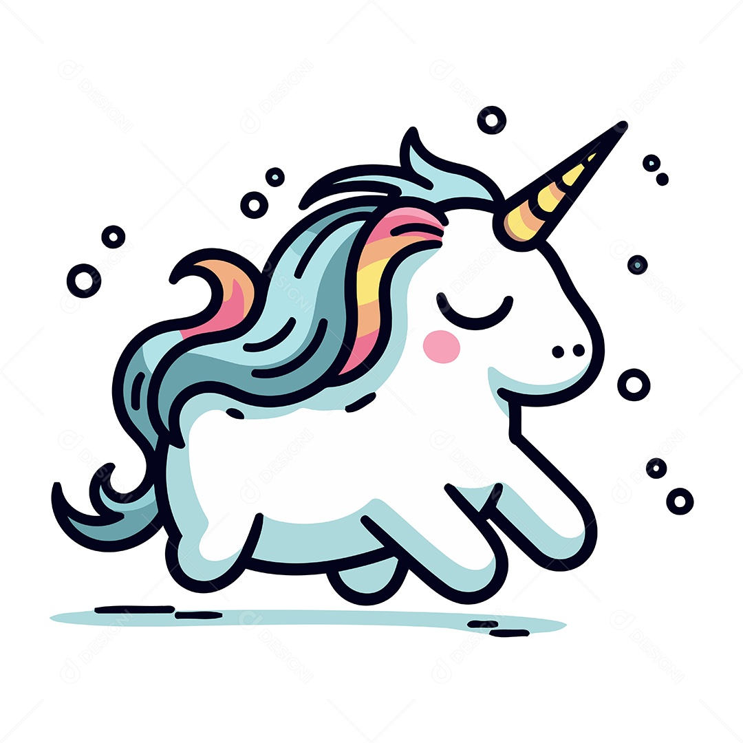 Unicórnio de Desenho Animado Ilustração Vetor EPS