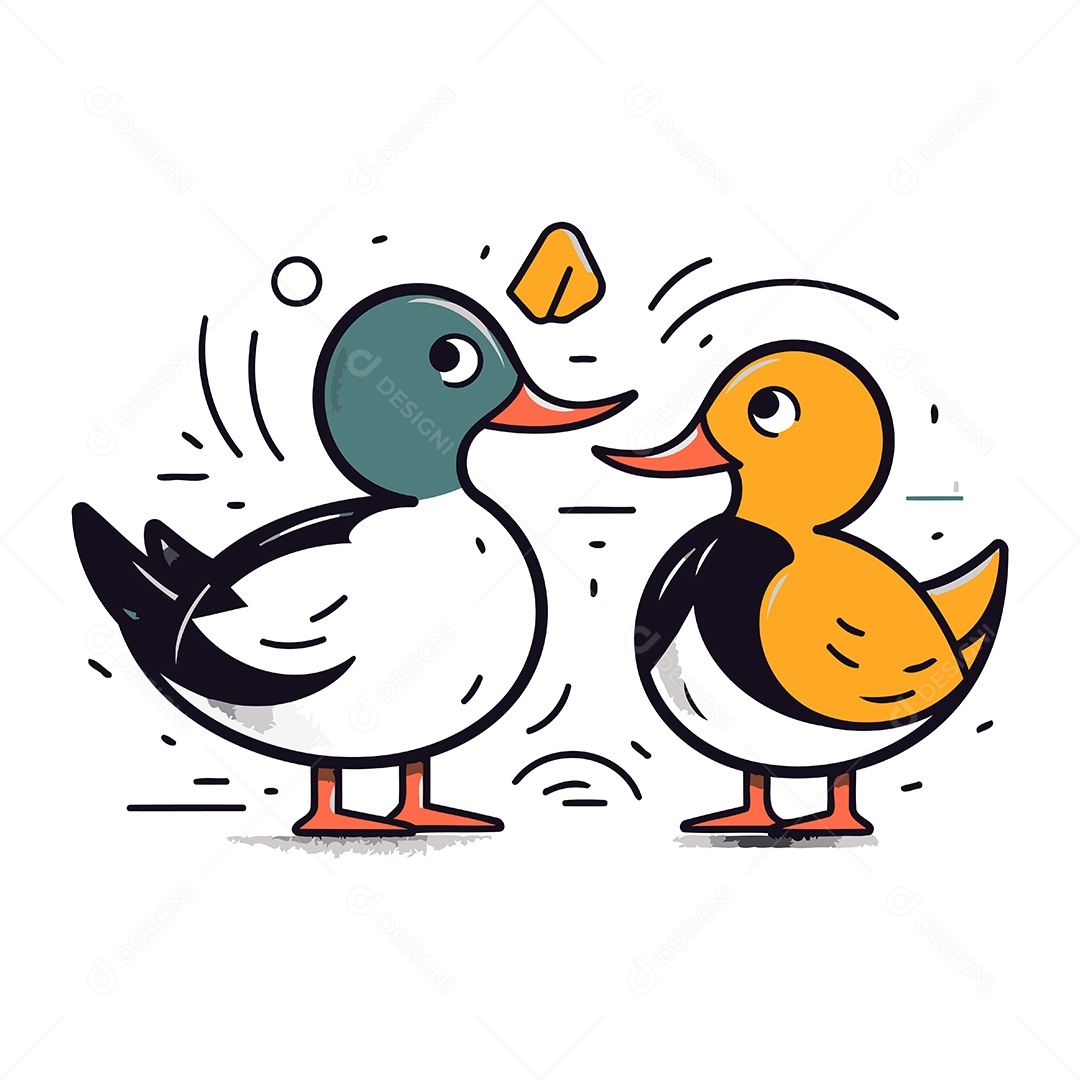 Patos de Desenho Animado Ilustração Vetor EPS