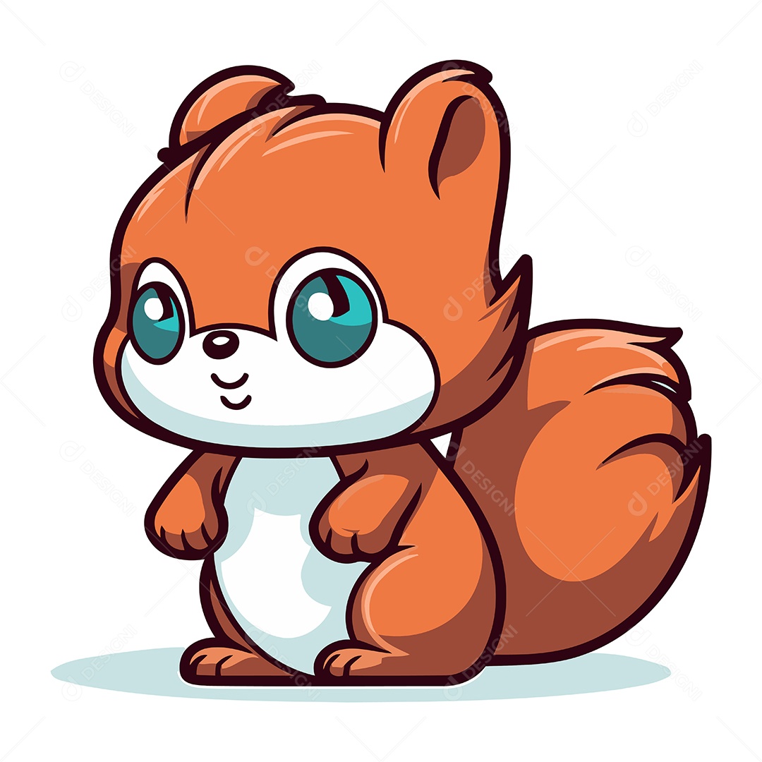 Esquilo Fofo de Desenho Animado Ilustração Vetor EPS