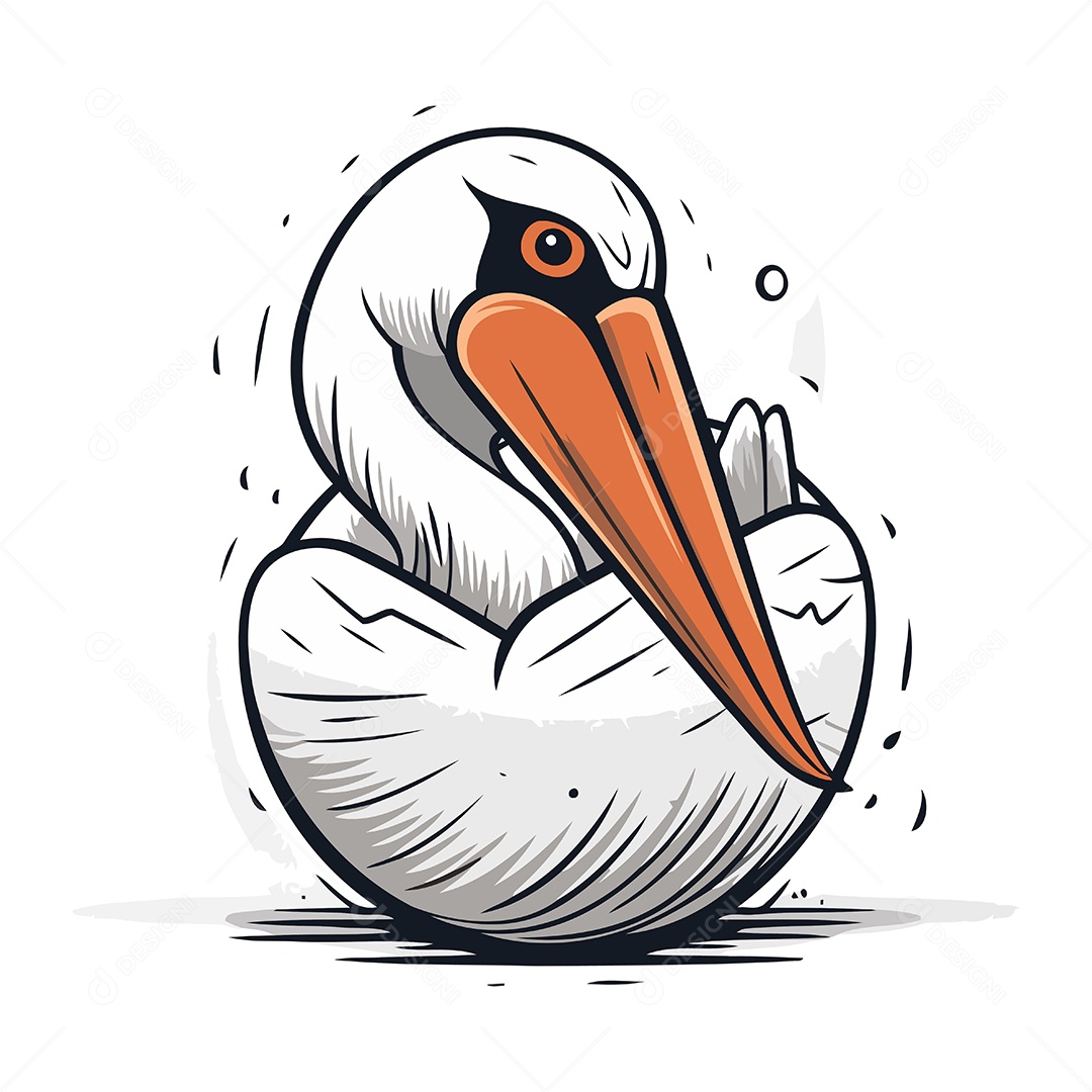Pelicano de Desenho Animado Ilustração Vetor EPS