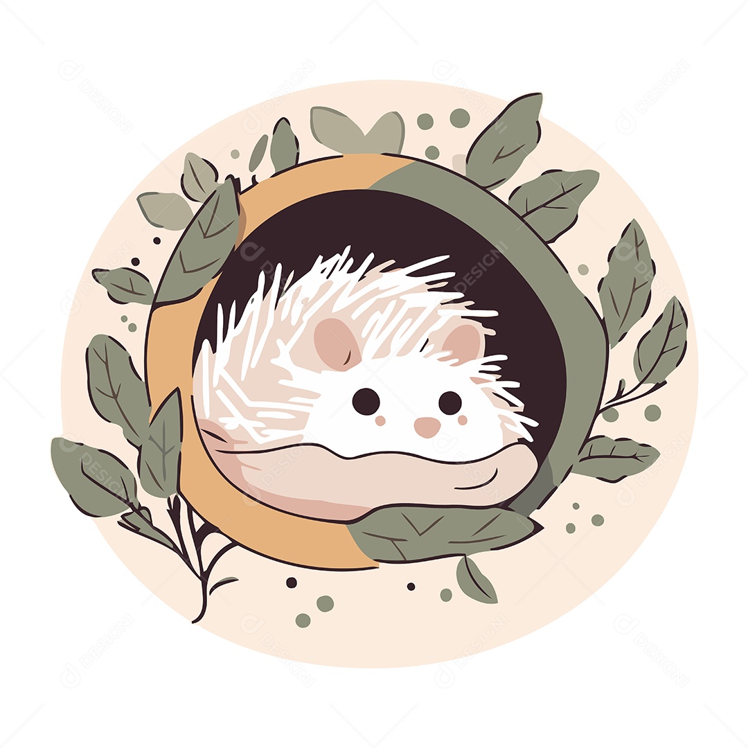 Ouriço Fofo de Desenho Animado Ilustração Vetor EPS