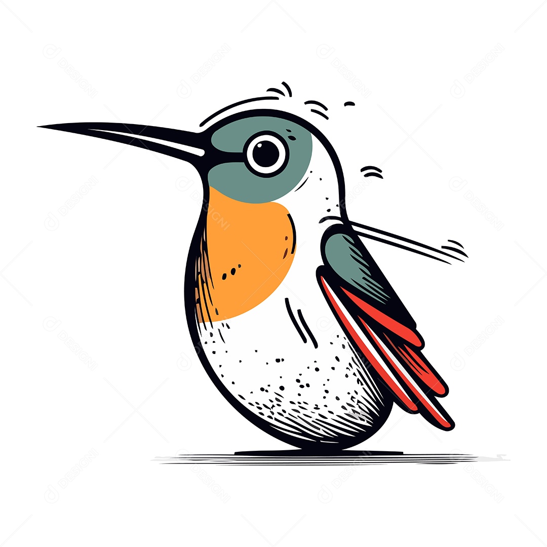 Beija Flor de Desenho Animado Ilustração Vetor EPS