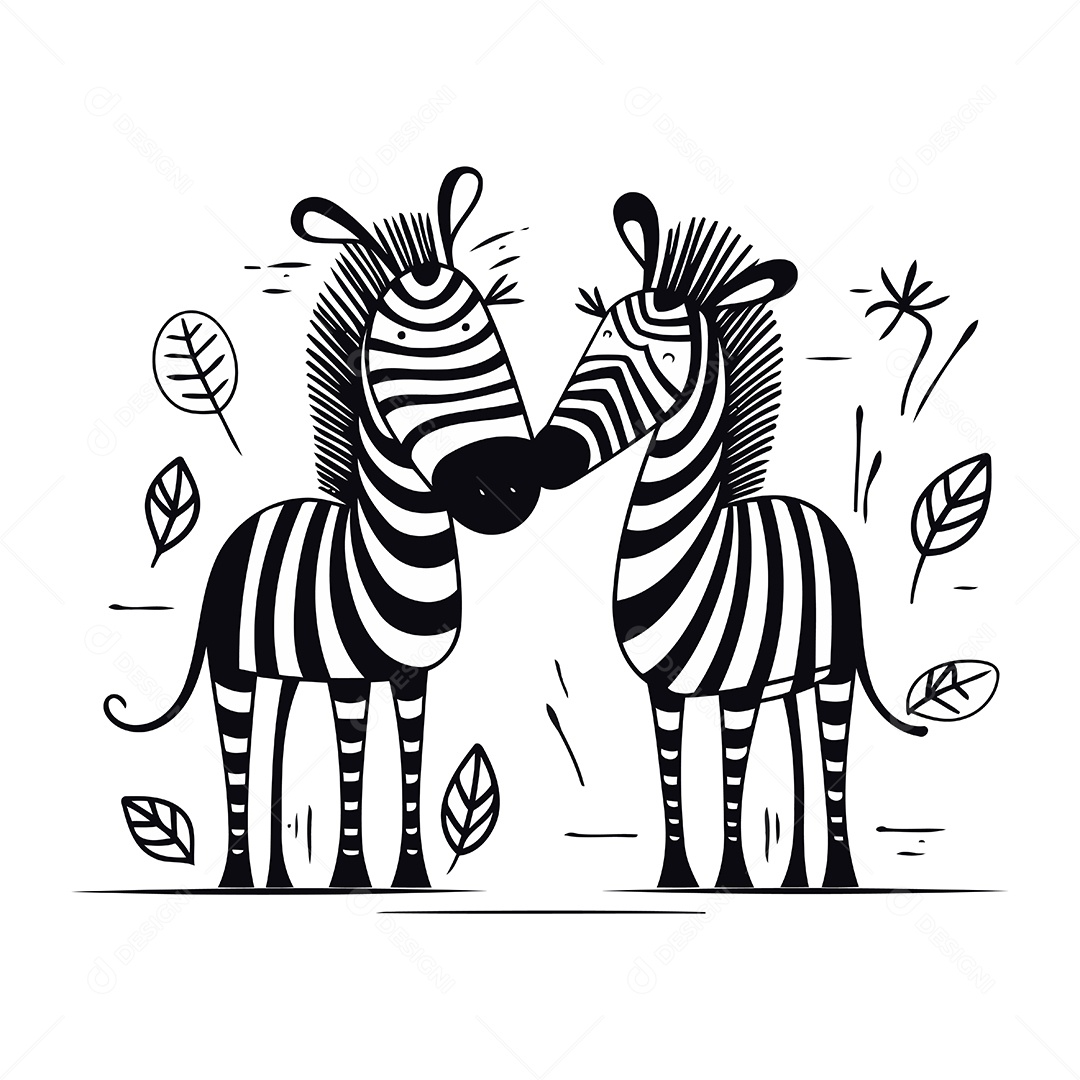Zebras de Desenho Animado Ilustração Vetor EPS