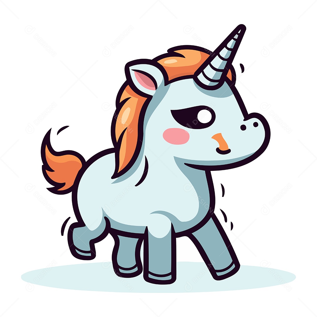Unicórnio de Desenho Animado Ilustração Vetor EPS