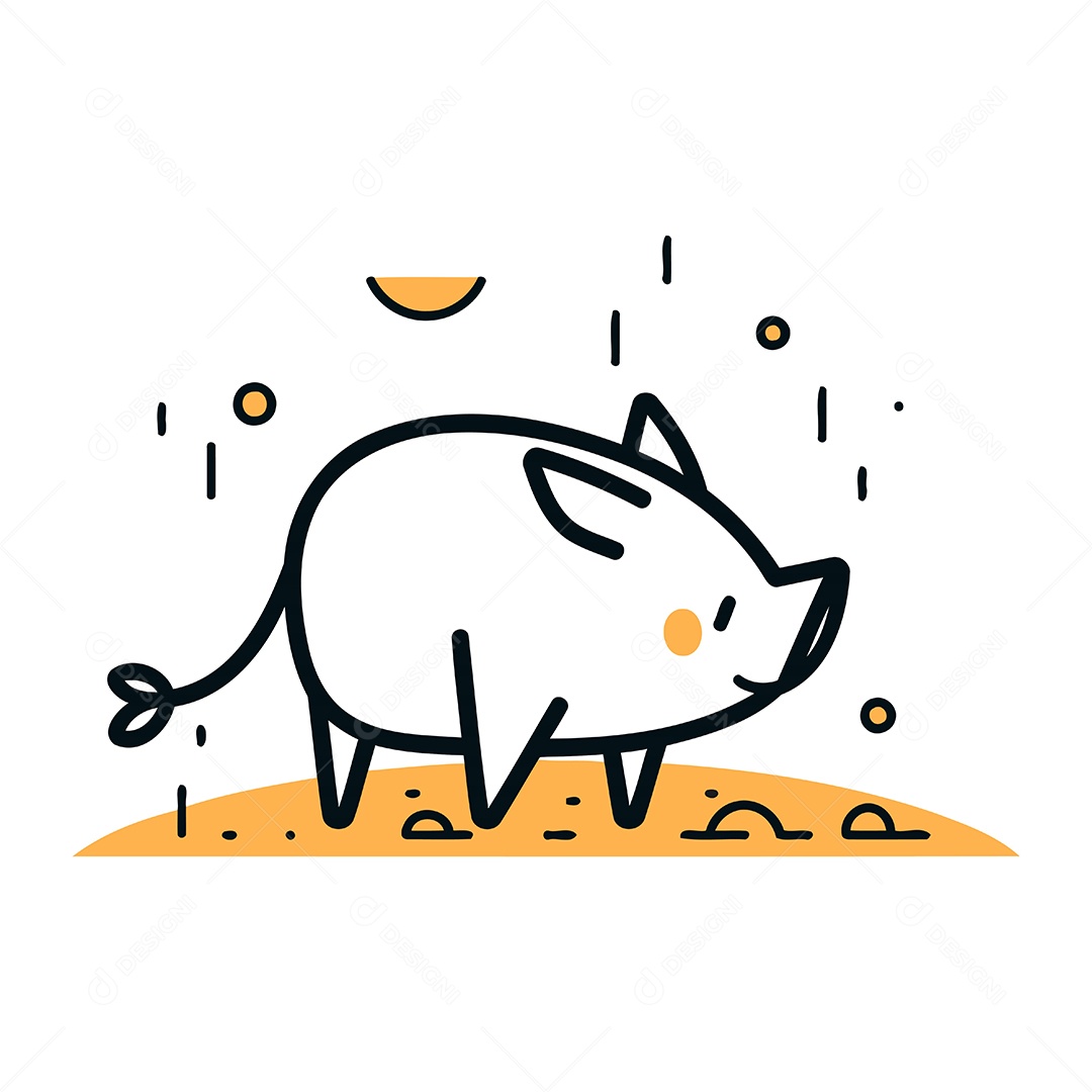 Cofrinho de Desenho Animado Ilustração Vetor EPS