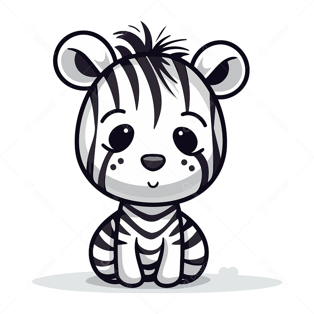 Zebra Fofa de Desenho Animado Ilustração Vetor EPS