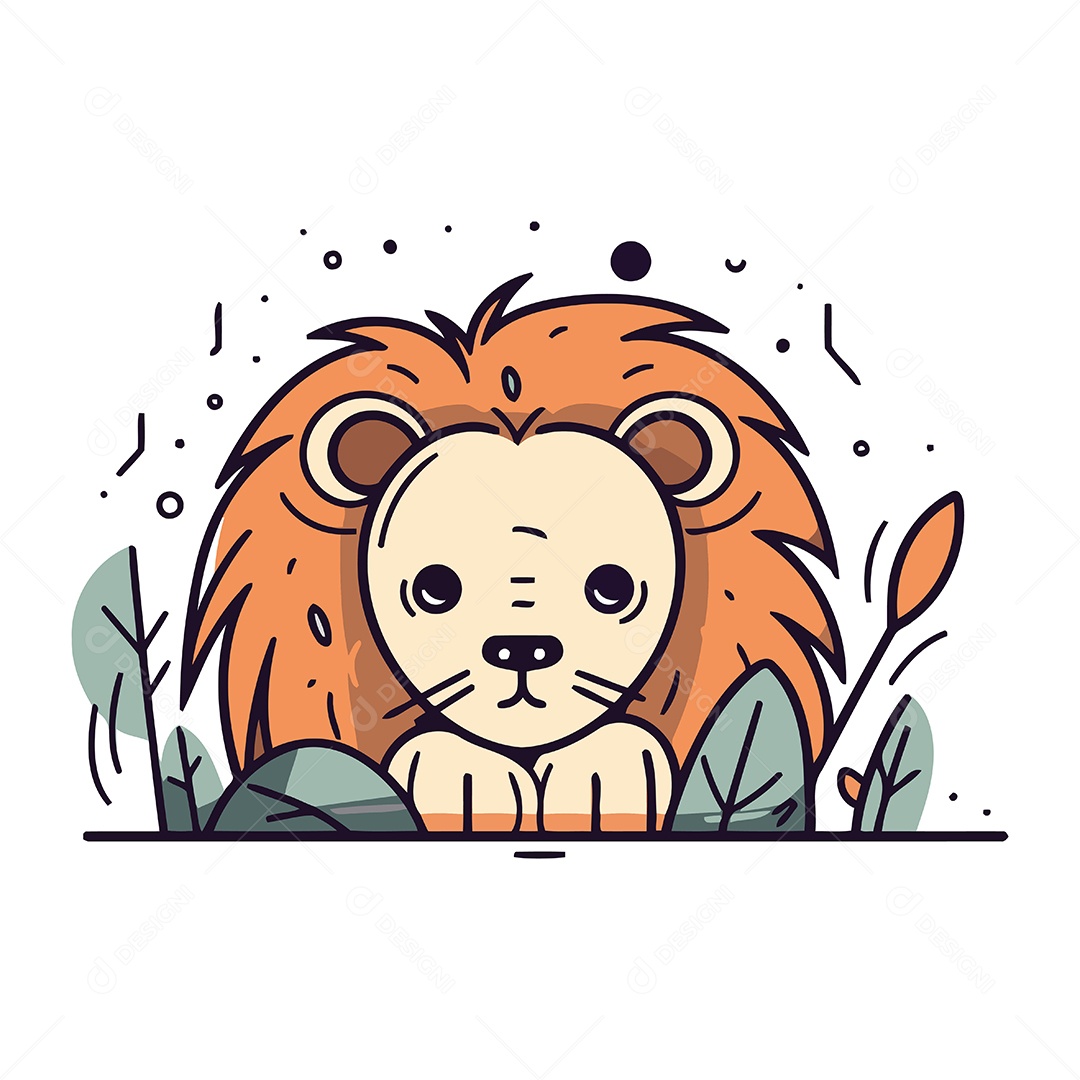 Leão de Desenho Animado Ilustração Vetor EPS