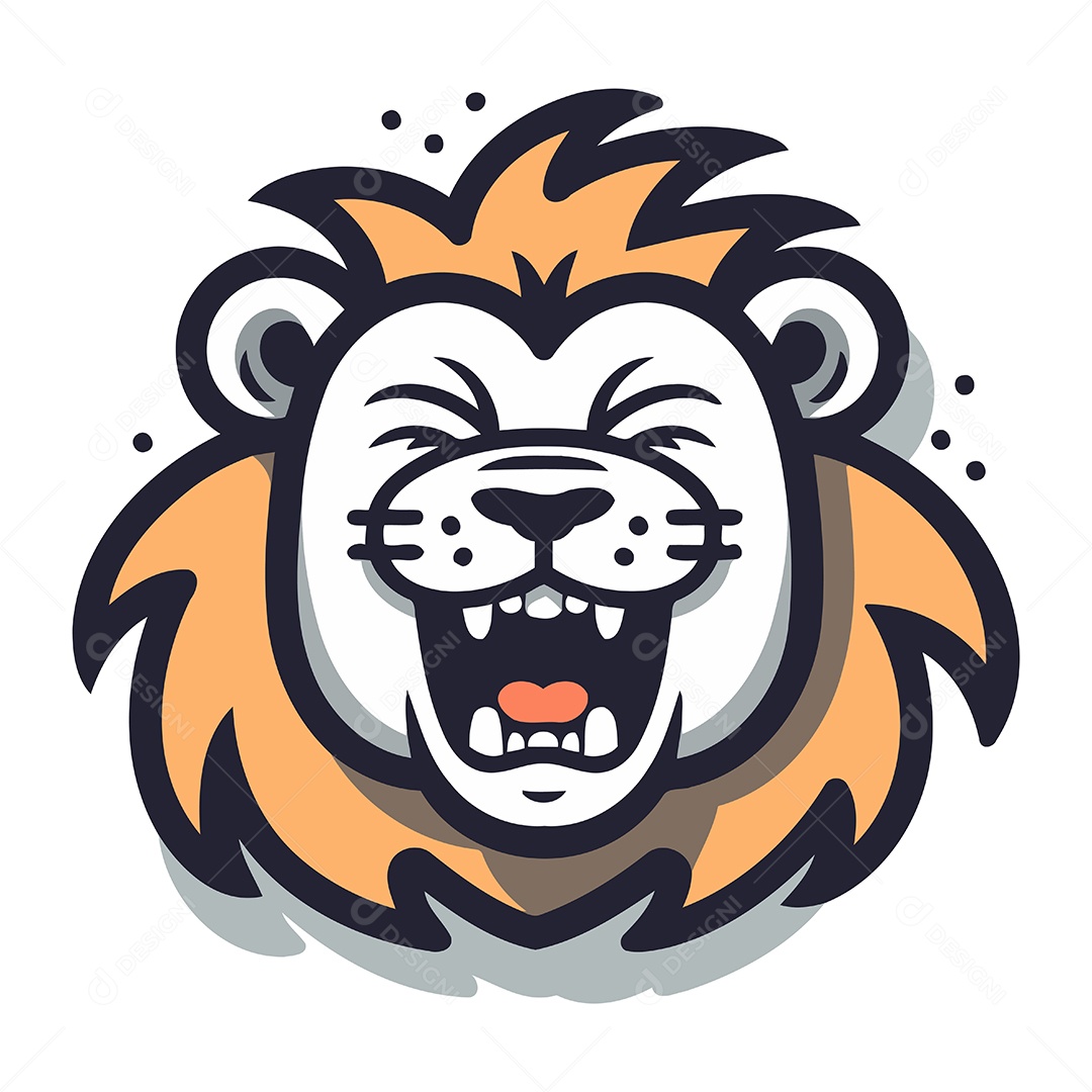 Cabeça de Leão Desenho Animado Ilustração Vetor EPS