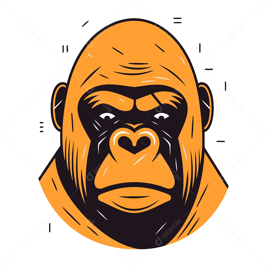 Cabeça de Gorila Desenho Animado Ilustração Vetor EPS