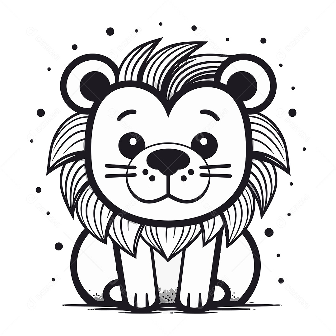 Leão de Desenho Animado Ilustração Vetor EPS