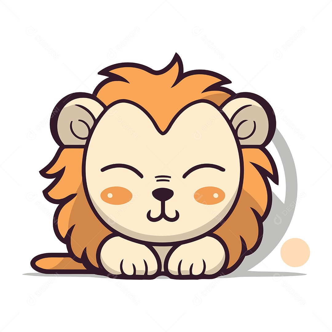Leão Fofo de Desenho Animado Ilustração Vetor EPS