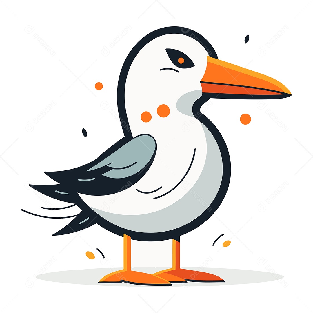 Gaivota Fofa de Desenho Animado Ilustração Vetor EPS