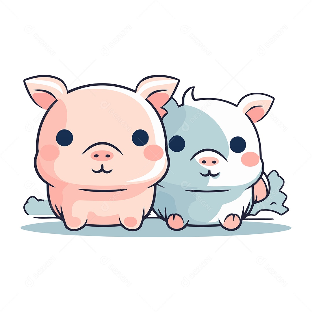 Porquinhos de Desenho Animado Ilustração Vetor EPS