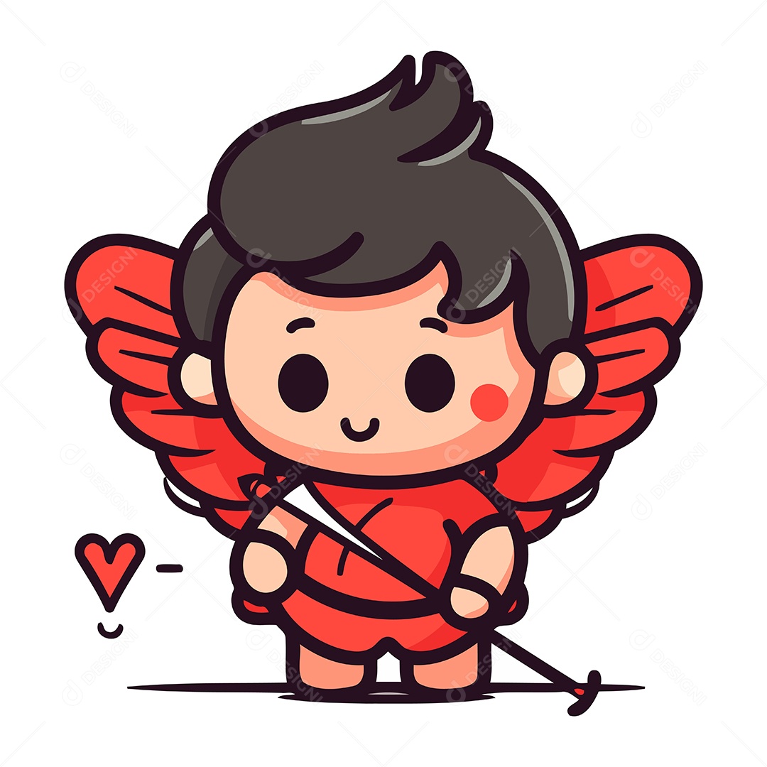 Cupido Fofo de Desenho Animado Ilustração Vetor EPS