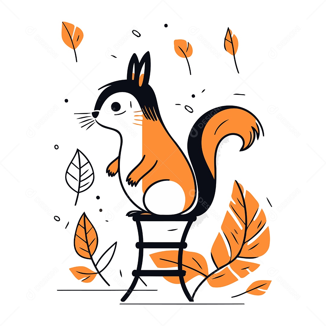 Esquilo Sentado em uma Cadeira Ilustração Vetor EPS