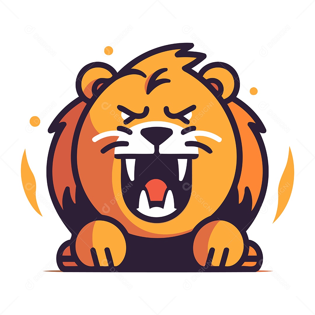 Leão de Desenho Animado Ilustração Vetor EPS