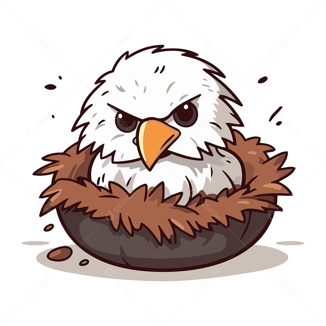 Águia de Desenho Animado no Ninho Ilustração Vetor EPS