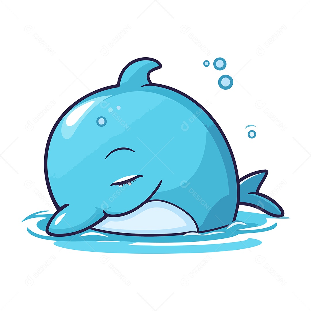 Baleia Azul de Desenho Animado Ilustração Vetor EPS