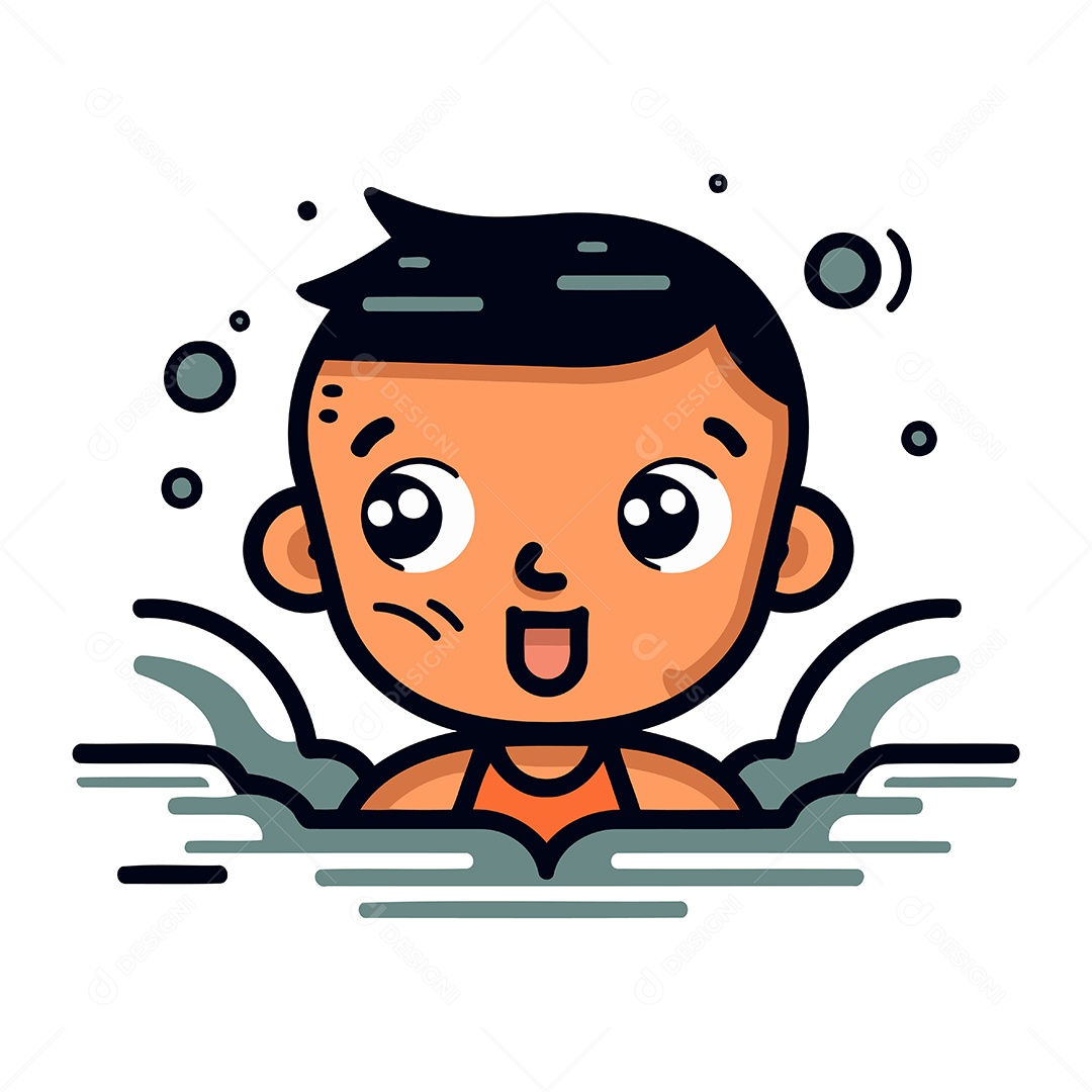 Menino Bonitinho na Piscina Ilustração Vetor EPS