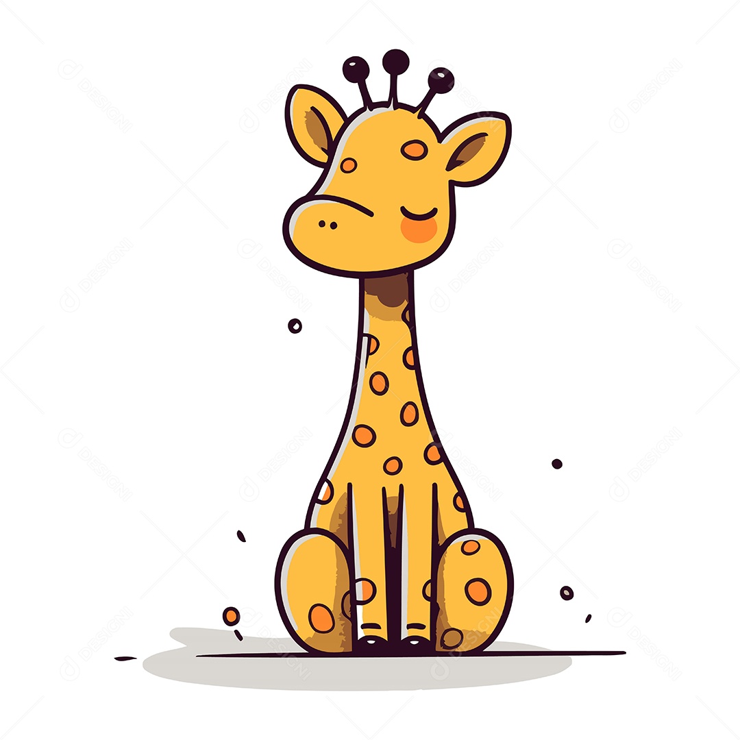 Girafa Fofa de Desenho Animado Ilustração Vetor EPS