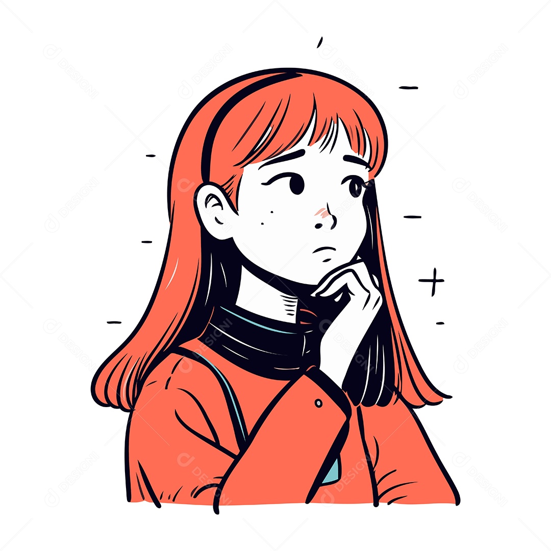 Menina Ruiva de Desenho Animado Ilustração Vetor EPS