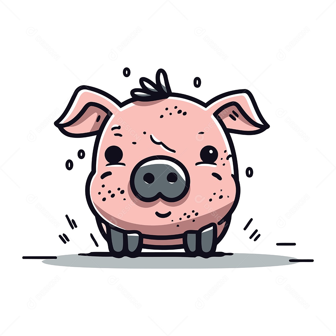 Porco de Desenho Animado Ilustração Vetor EPS