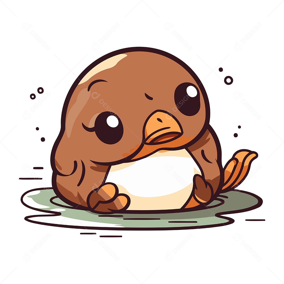 Filhote de Pinguim Desenho Animado Ilustração Vetor EPS