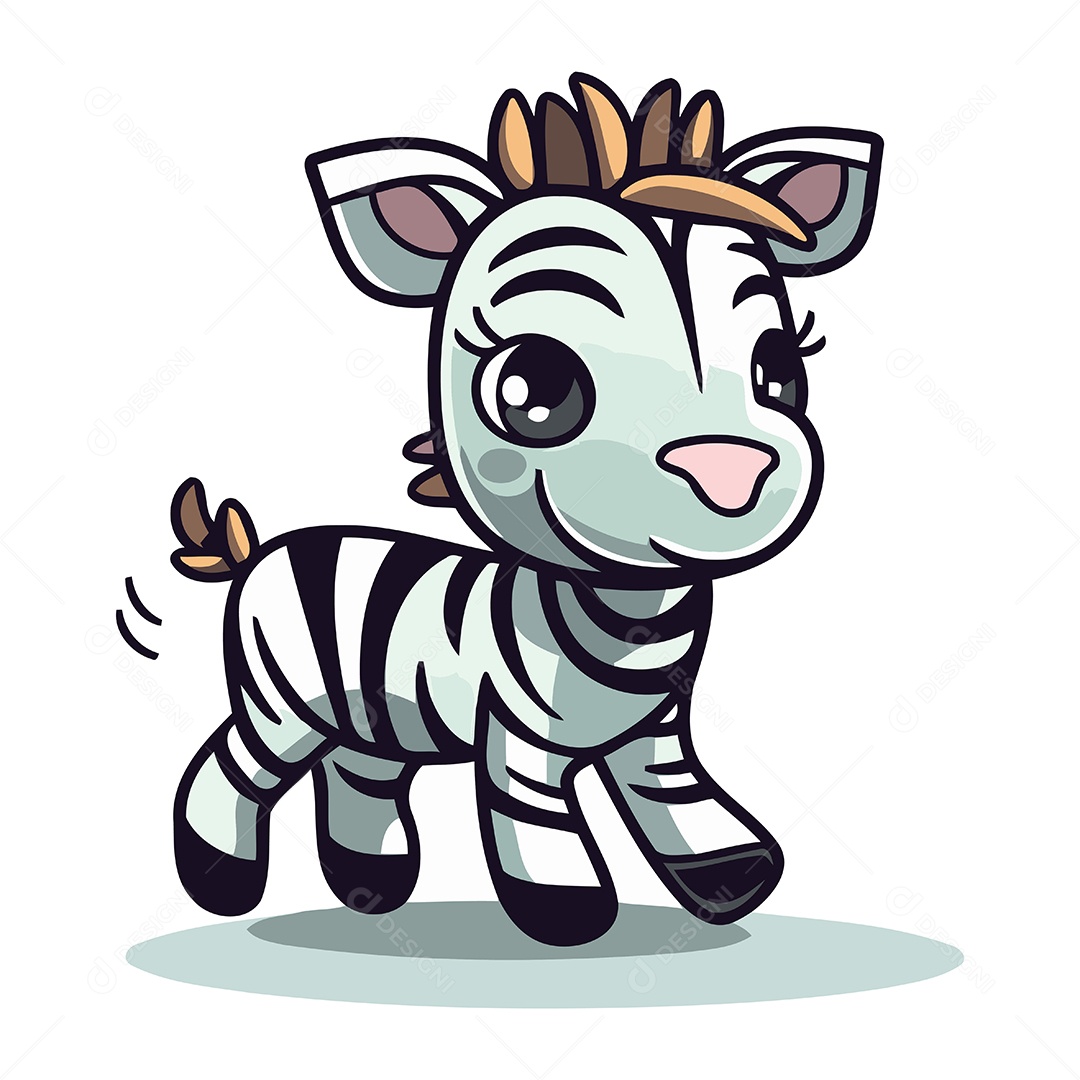 Zebra Fofa de Desenho Animado Ilustração Vetor EPS