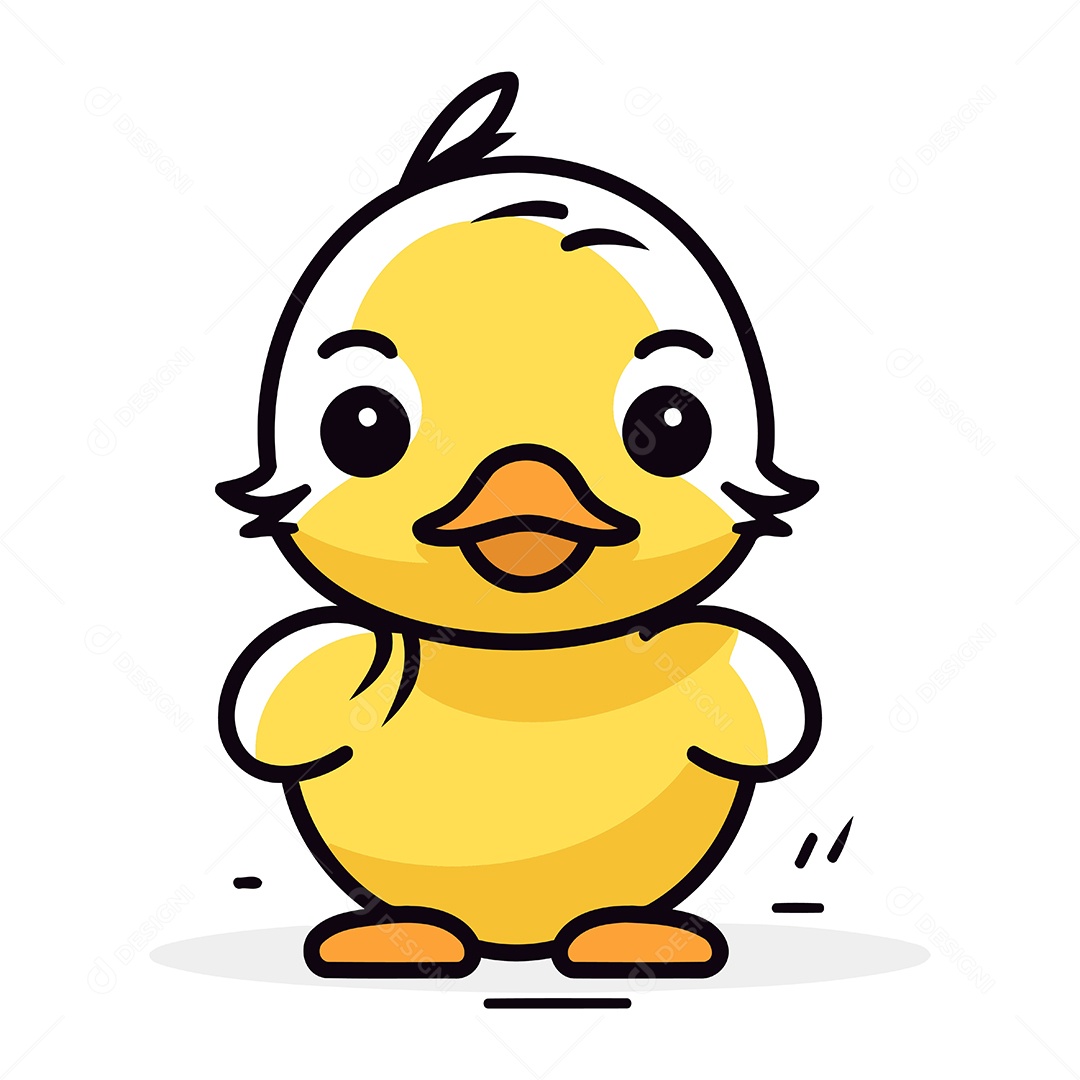 Pintinho Fofo de Desenho Animado Ilustração Vetor EPS