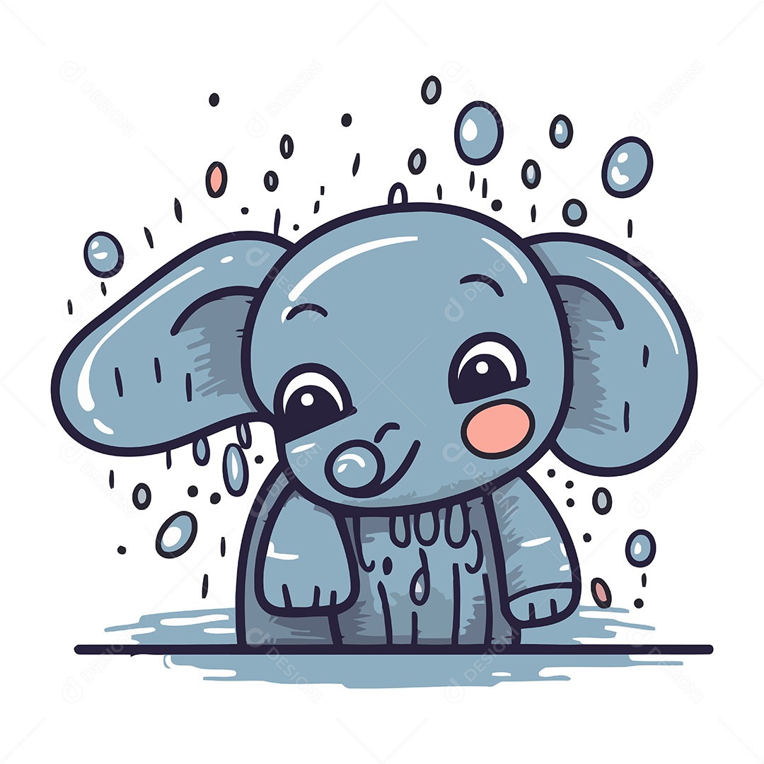 Elefante de Desenho Animado Ilustração Vetor EPS